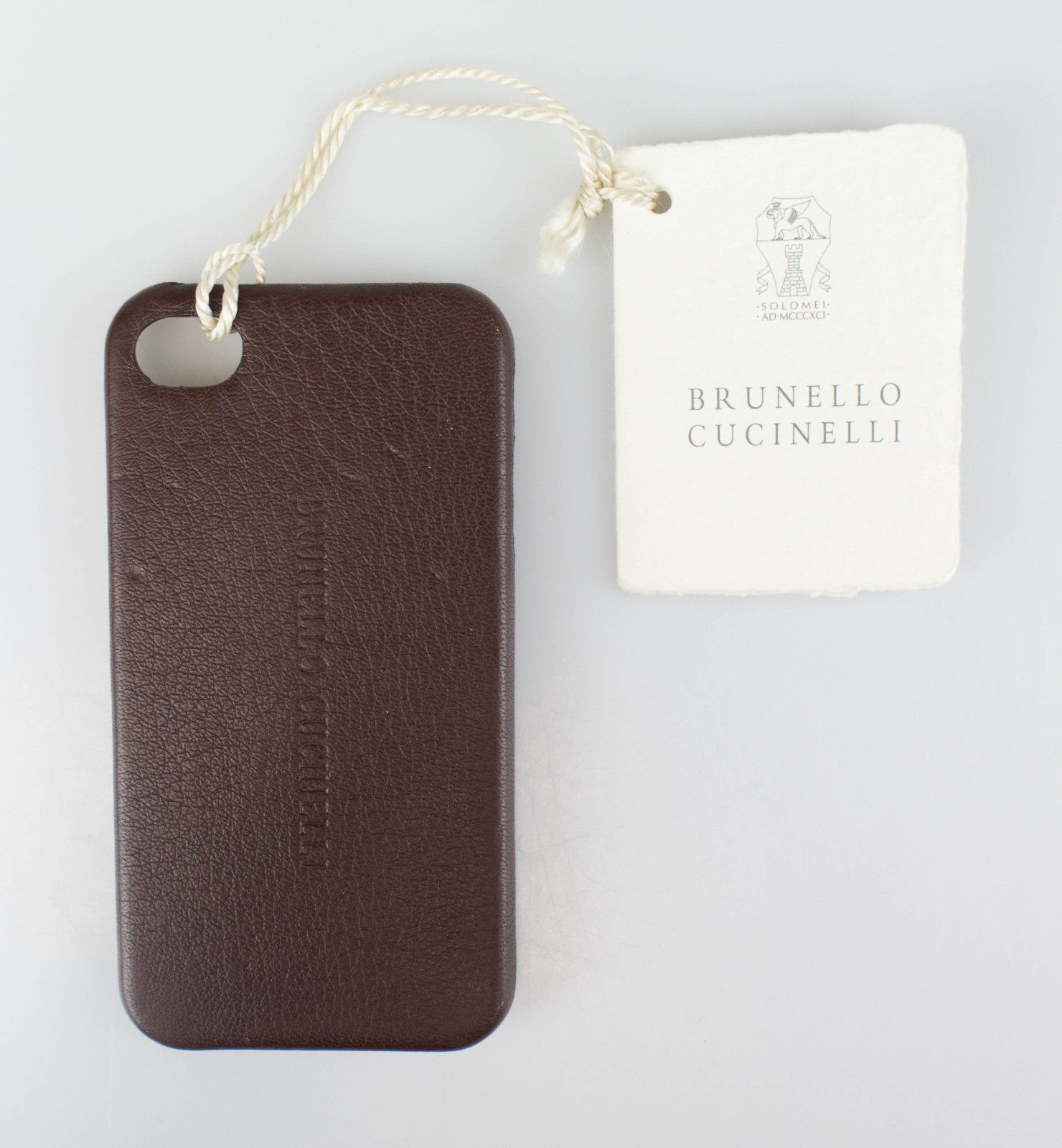 New BRUNELLO CUCINELLI Brown Pebbled Leather Iphone Case